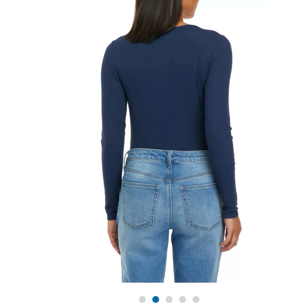 Biltmore Blue Long Sleeve Ribbed Bodysuit XL - Picture 2 of 9